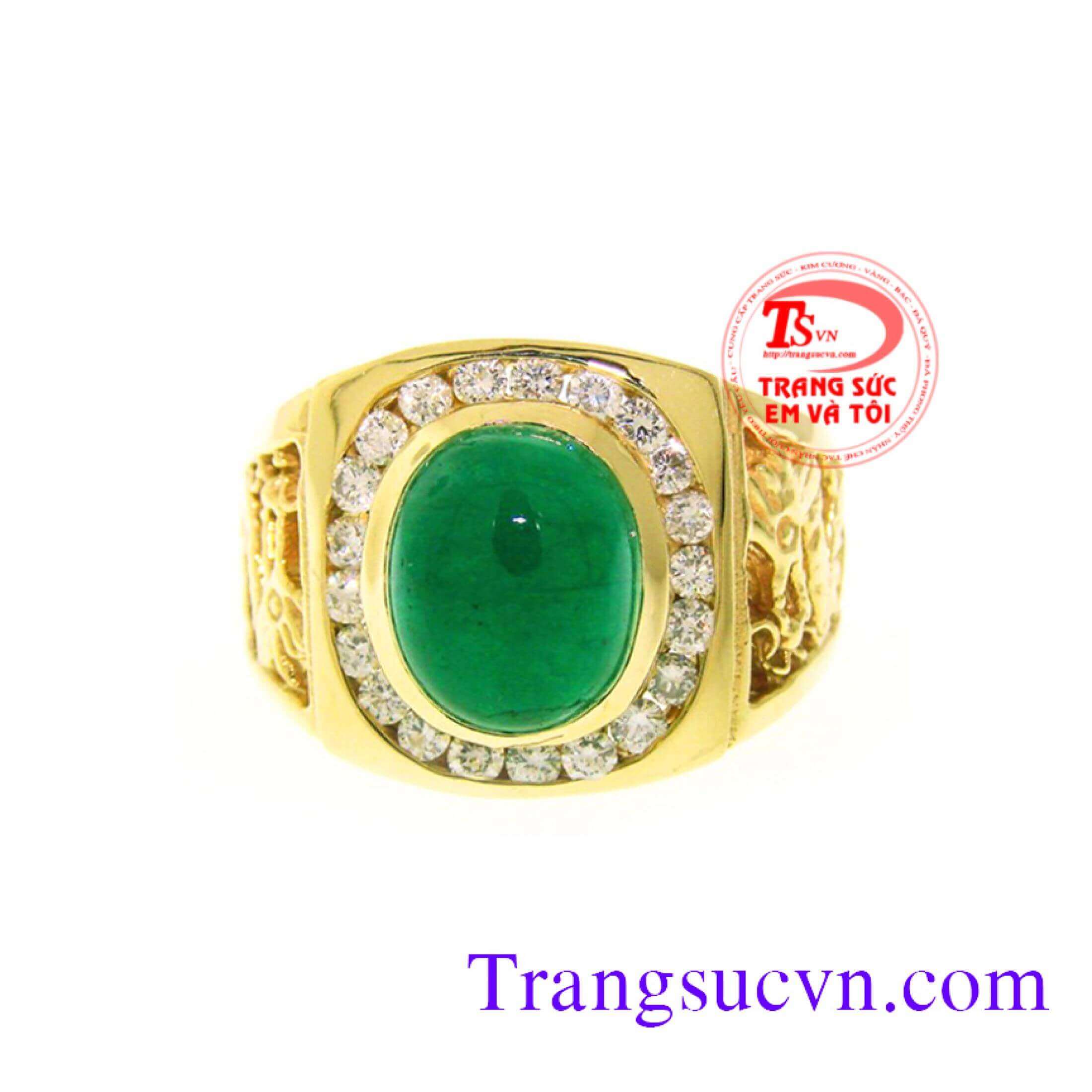 nhan-nam-dep-emerald ,nhẫn gắn đá quý thiên nhiên sang trọng quý phái