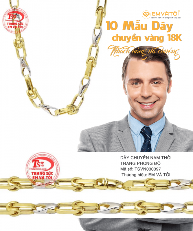 Mẫu dây chuyền nam vàng 18k đẹp