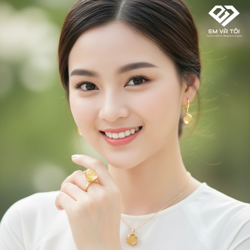 Hoa Tai Đá Thạch Anh