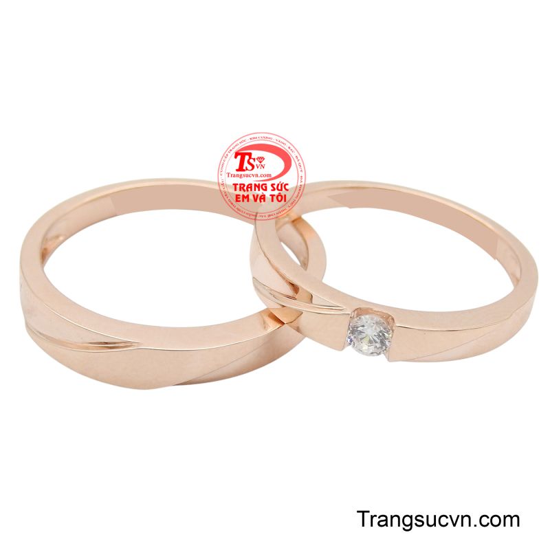 Nhẫn cưới vàng hồng 10K