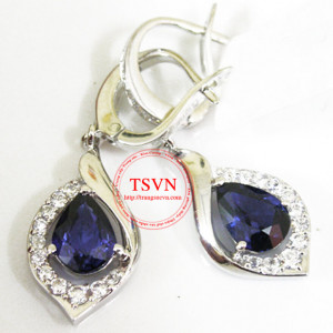 Hoa tai bạc gắn đá quý 04