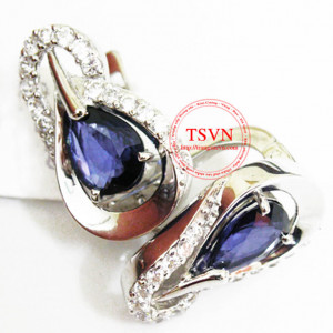 Hoa tai bạc gắn đá quý 05