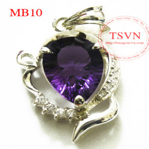 Mặt dây bạc 925 gắn đá quý thạch anh tím