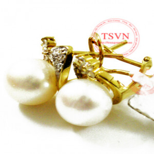 Bông tai vàng ngắn ngọc trai