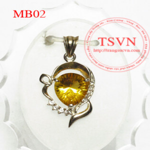 Mặt dây bạc gắn đá thạch anh vàng