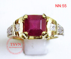Nhẫn vàng 18K, gắn đá ruby thiên nhiên - Trọng lượng vàng 1,7 chỉ - Ruby Nam phi thiên nhiên có kiểm định chất lượng