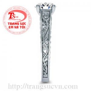 Nhẫn đính hôn kim cương vàng trắng 14k màu sắc đẹp, chất lượng cao, chế tác công nghệ 3D mang lại sự sắc nét cho từng đường nét sản phẩm