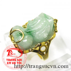 Sản phẩm bền đẹp hợp phong thủy, khách hàng có thể đặt hàng theo yêu cầu. Nhẫn vàng tỳ hưu_Jadeite (vàng 14K)