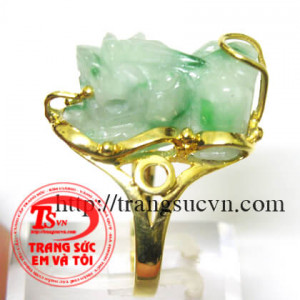 Nhẫn vàng tỳ hưu_Jadeite (vàng 14K)