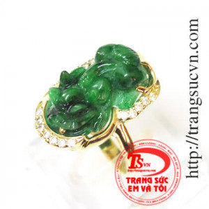 Nhẫn tỳ hưu vàng vàng 14k