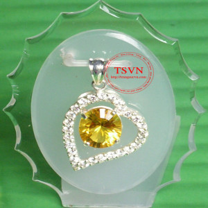 Mặt bạc gắn thạch anh vàng