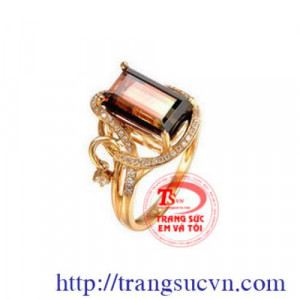 Nhẫn nữ tumalin thiên nhiên