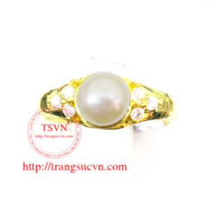 Nhẫn vàng ta, nhẫn vàng 24k ngọc trai thiên nhiên, có giấy kiểm định ngọc trai và Nhẫn ngọc trai vàng 999