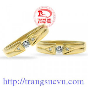 CẶp nhẫn cưới vàng 14k