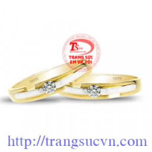Cặp nhẫn cưới vàng tây