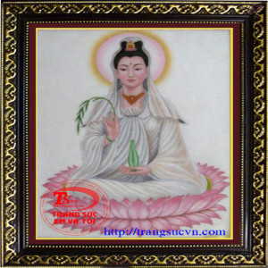 Phật Quan Âm Tranh Đá Quý