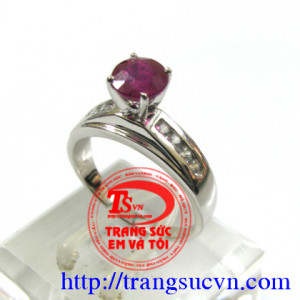 Nhẫn nữ Ruby vàng trắng