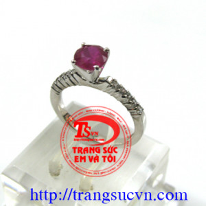 Nhẫn nữ Ruby vàng trắng