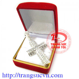 Giá Cây Thánh Giá đính đá chất liệu bạc Cây Thánh Giá đính đá cay thanh gia dinh da