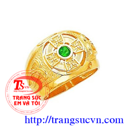 Nhẫn Nam Emerald Vàng 10k
