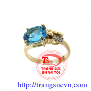 Nhẫn nữ vàng gắn đá Topaz dành cho phái đẹp, đeo hợp thời trang và quý phái
