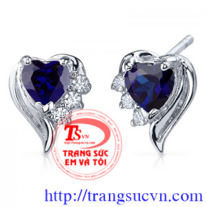 Hoa tai vàng trắng Saphire