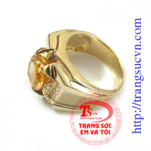 Nhẫn nam Citrine thân nhẫn được làm từ vàng tây, Vàng 14K ( Có giấy kiểm định vàng)