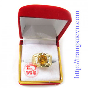 Nhẫn nam Citrine thân nhẫn được làm từ vàng tây, Vàng 14K ( Có giấy kiểm định vàng)