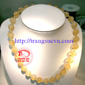 Hạt thạch anh tóc vòng cổ 10ly