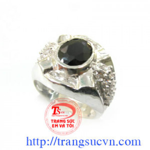 Đá đen nhẫn bạc