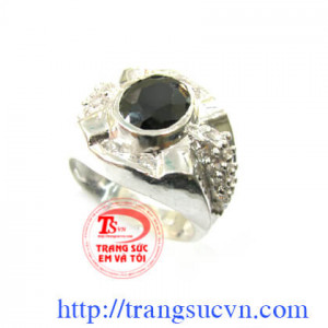 Đá đen nhẫn bạc