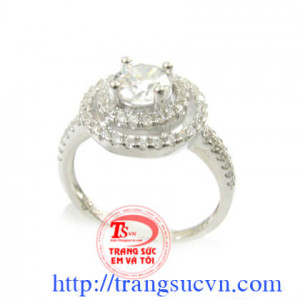 Nhẫn bạc đá trắng kiểu đẹp