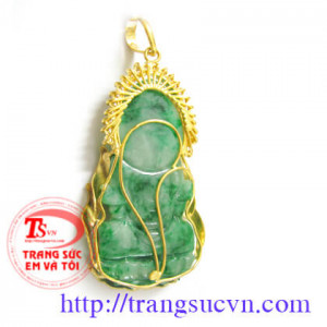 Phật quan âm Jadeite vàng 999