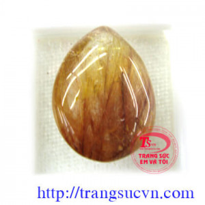 Viên thạch anh tóc nâu vàng