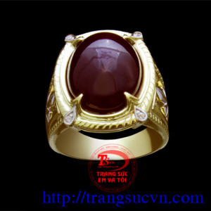 Nhẫn nam gắn đá quý ruby vàng 18K