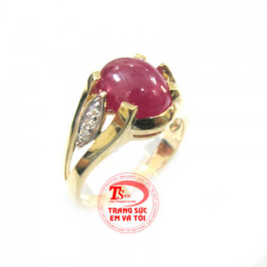 Nhẫn nữ vàng gắn đá quý ruby thiên nhiên dành cho phái đẹp, đeo hợp thời trang và quý phái