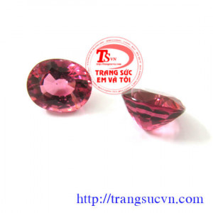 Đá toumaline hồng thiên nhiên 3,9 ct/2 viên