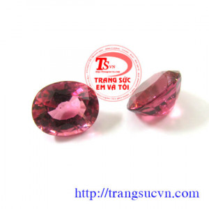 Đá toumaline hồng thiên nhiên 3,9 ct/2 viên