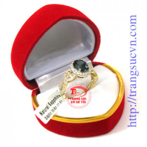 Nhẫn nữ vàng gắn đá quý Sapphire thiên nhiên dành cho phái đẹp, đeo hợp thời trang và quý phái