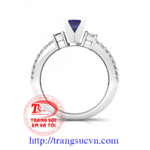 Nhẫn nữ vàng gắn đá quý Sapphire thiên nhiên dành cho phái đẹp, đeo hợp thời trang và quý phái