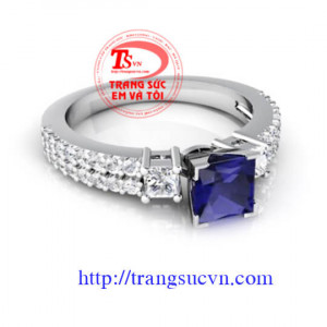 Nhẫn nữ vàng gắn đá quý Sapphire thiên nhiên dành cho phái đẹp, đeo hợp thời trang và quý phái