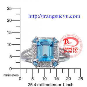 Nhẫn topaz vuông