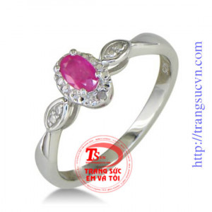 Nhẫn vàng trắng ruby đẹp