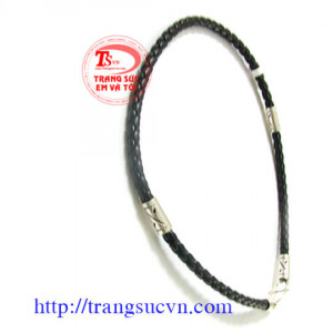 Dây chuyền da móc bạc loại lớn