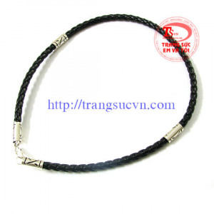 Dây chuyền da móc bạc loại lớn