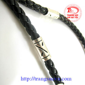 Dây chuyền da móc bạc loại lớn