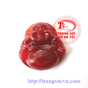 Phật di lặc ngọc cẩm thạch đỏ