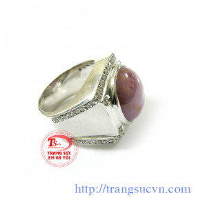 Nhẫn bạc ruby sao