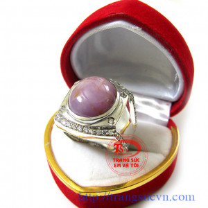 Nhẫn bạc ruby sao