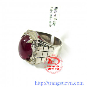 Nhẫn bạc đá ruby